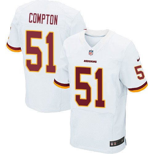 Men's Elite Will Compton Nike Jersey White Road - #51 NFL Washington Redskins